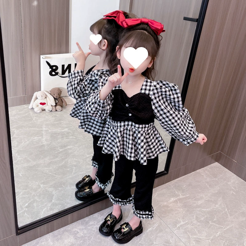 Детский костюм для девочки весна-осень 2025, принцесса, рубашка и расклешенные брюки, комплект из двух предметов