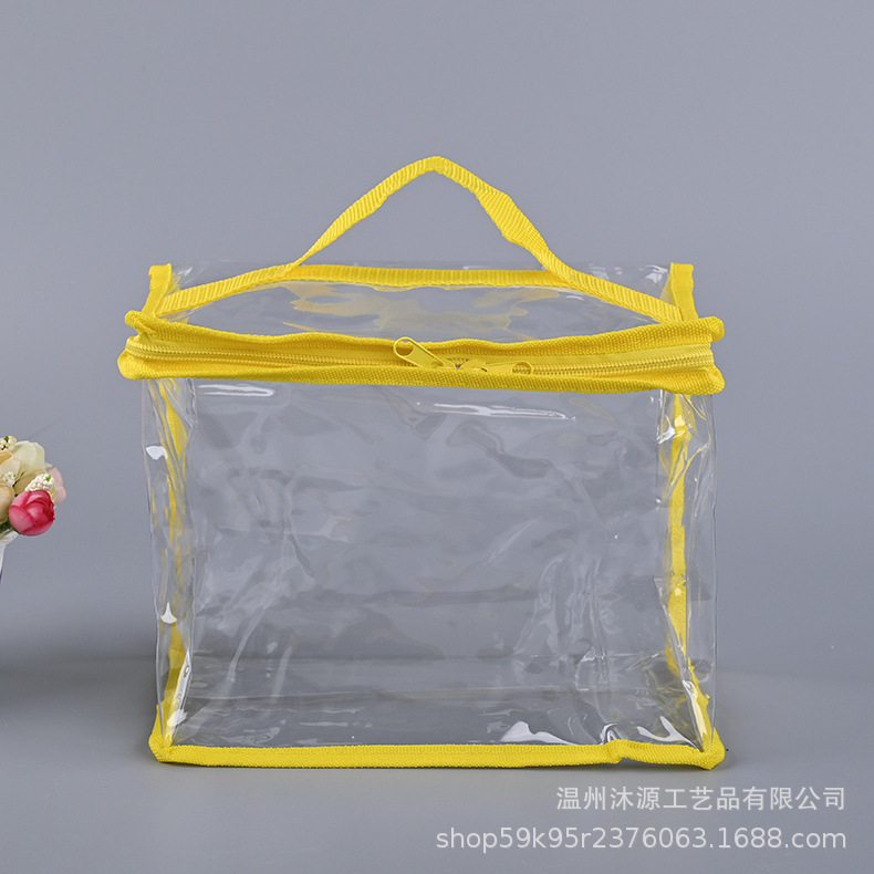 厂家直营pvc手提车缝拉链袋透明防水防尘塑料沙滩袋定 制批发