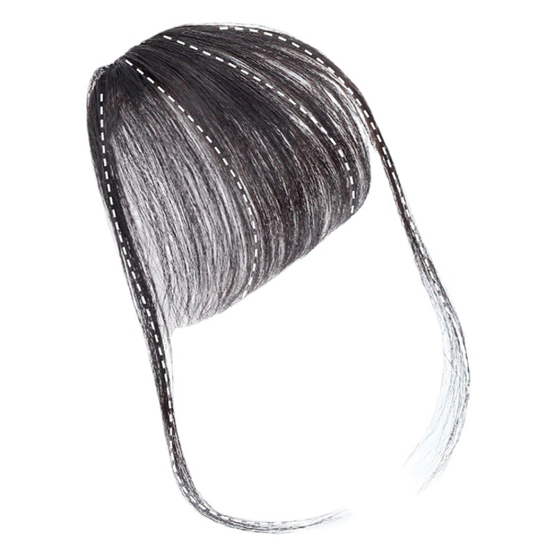 Flequillo de aire mini peluca con patillas ligero sin costuras de fibra química reemplazo del cabello flequillo peluca