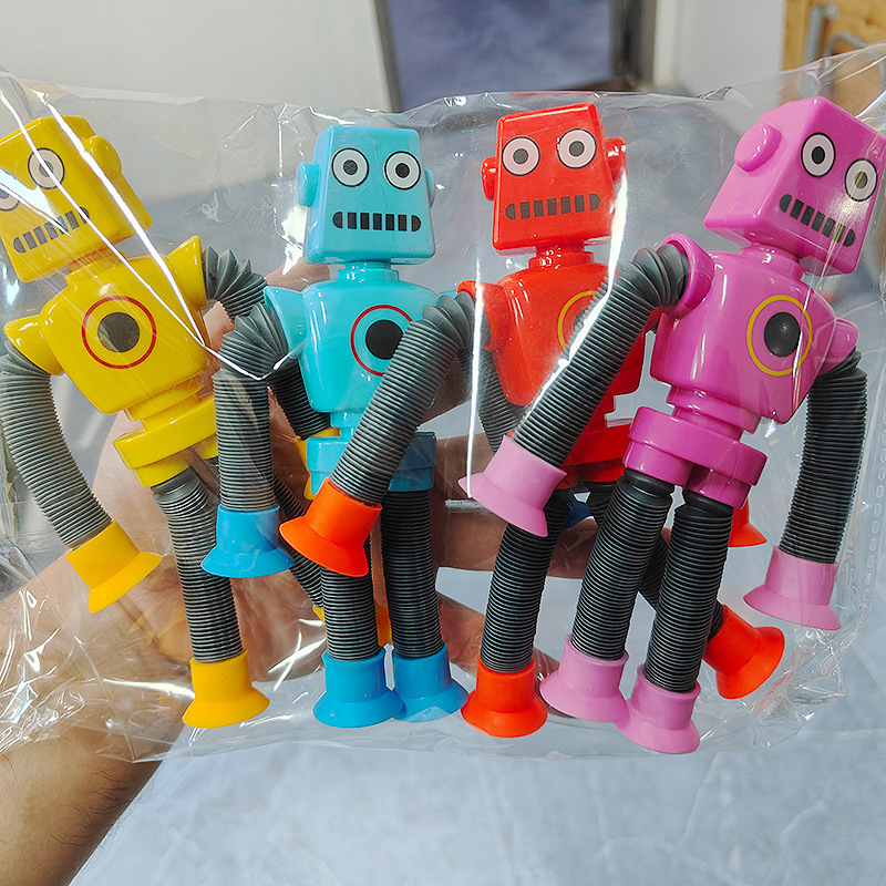 Transfronterizo robot flexible tubo telescópico niño puzzle dibujos animados estirados ventosa interacción padre-hijo creativo juguete descompresión