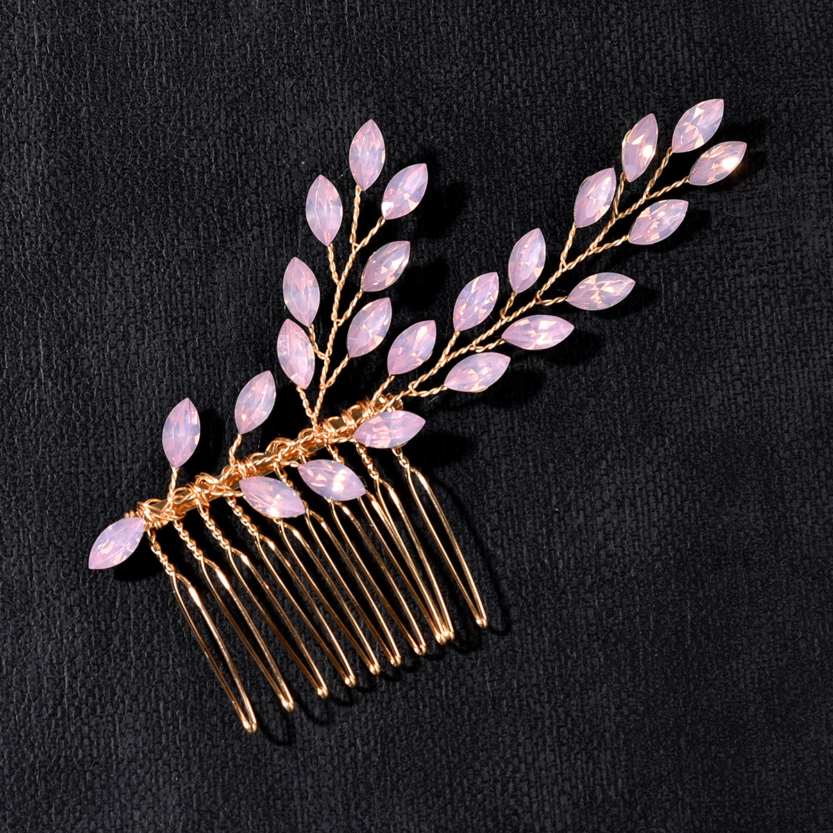 bridal headwear diamond light blue insert comb crystal handmade hair comb