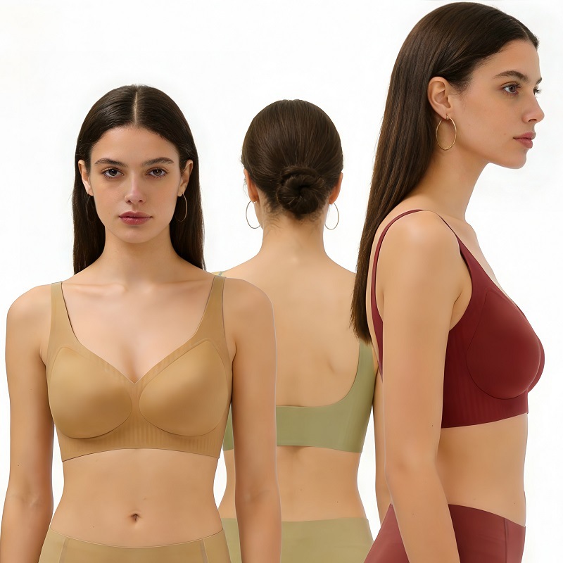 Seamless V-neck Bra For Women - Comfortable Wireless Support_voghion.com