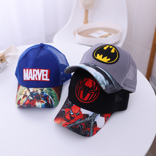Children's Hat Wholesale Summer New Marvel Children's Mesh Hat Spider-Man Batman Baseball Cap Sun Hat
