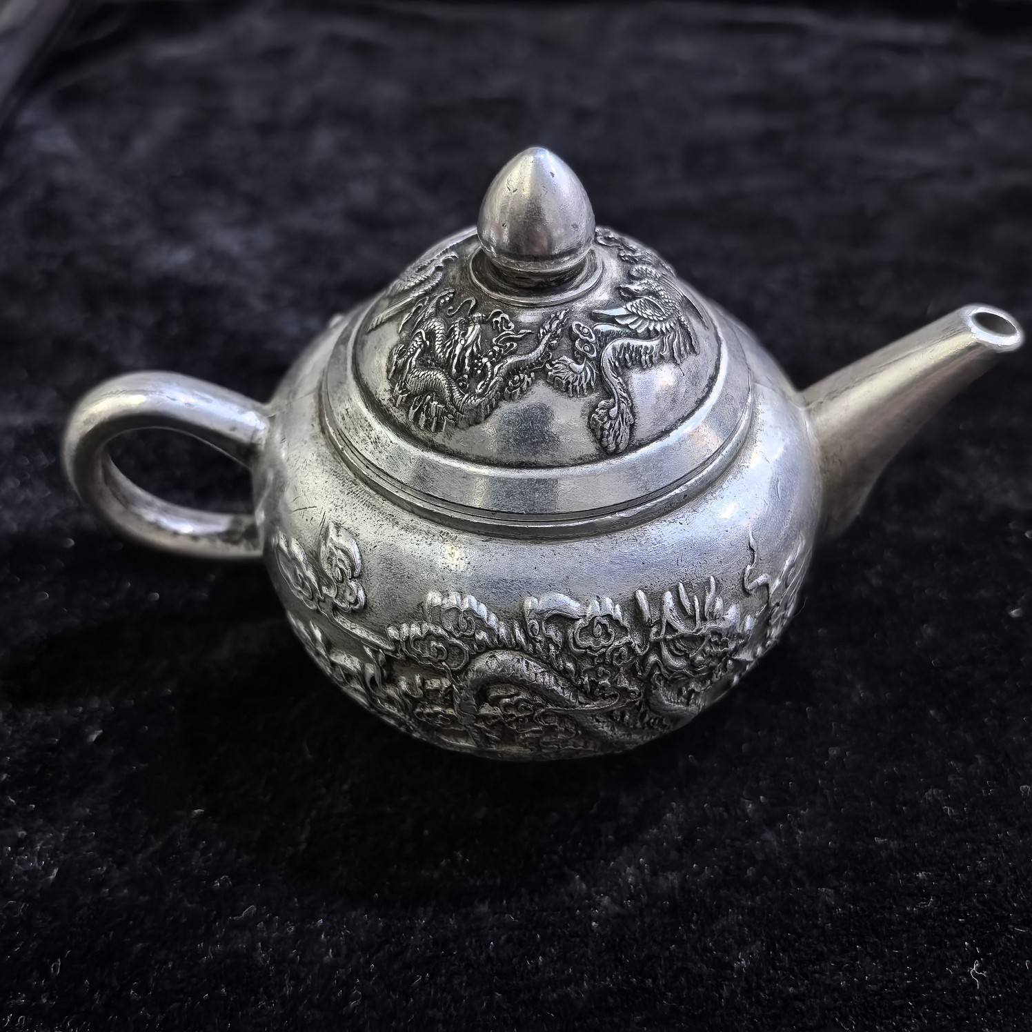 仿古做旧老物件龙凤铜茶壶精工铜壶水酒壶工艺品收藏摆件