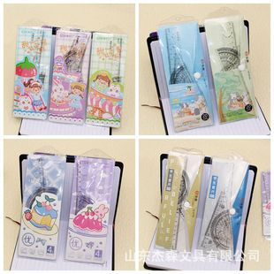 Fun set ruler series simple transparent 4-piece ruler 20cm ruler set buckle bag learning stationery wholesale