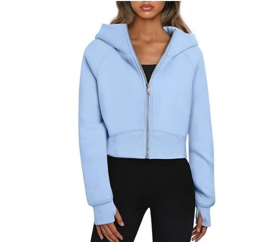Zipper Placket Type Women's Streetwear Solid Color Zipper Zipper Hoodie