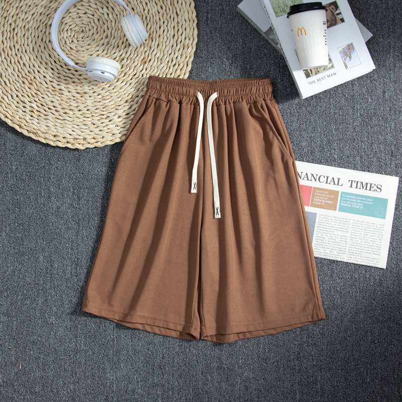 Hombre de verano casual holgado coreano waffle pantalon transpirable universal juvenil retro americano pantalones de cinco puntos