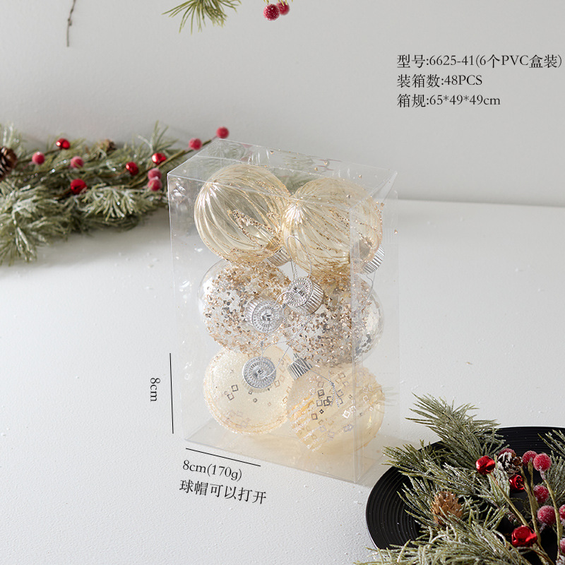 Nuevos productos transfronterizos colgantes de árbol de Navidad transparentes 10 / 12cm PET pintado bola de forma diferente decoración de ventana de techo