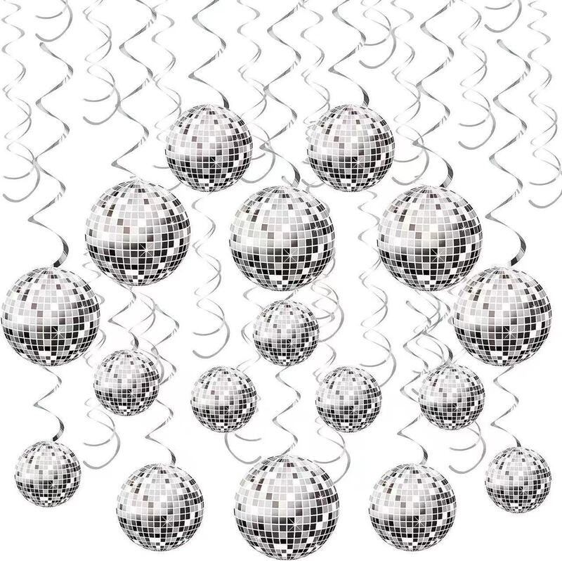 Amazon Disco Spiral Hanging Strip Party Theme Latte Art Decoration Props Atmosphere Arrangement Props Ready in Stock