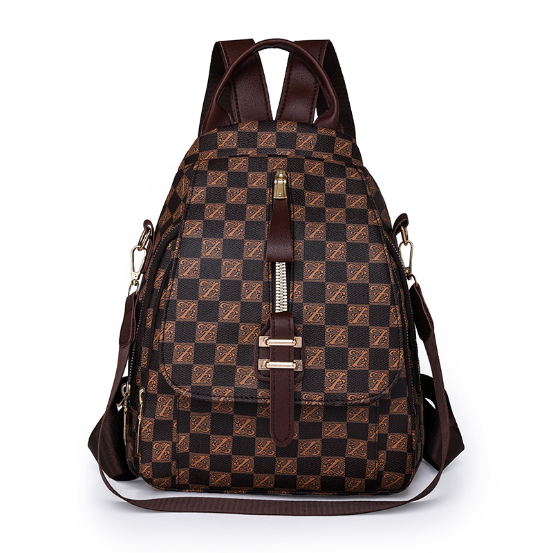 2023 invierno nuevo estilo casual mujer mochila de cuero suave simple y versátil color de contraste al aire libre mochila de viaje mochila escolar