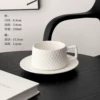 Striped Ceramic Coffee Cup and Saucer-White