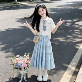 女童裙子套装2026新款夏季儿童柔软半身裙女孩独特漂亮连衣裙薄款
