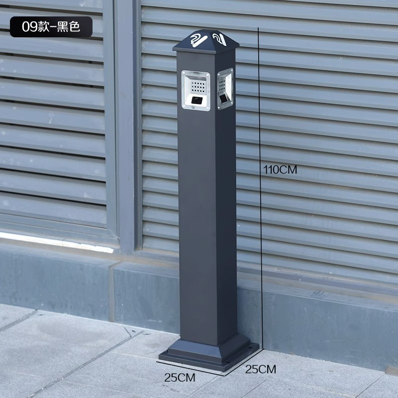 Cenicero vertical al aire libre piso fijo de acero inoxidable Cenicero columna de soporte de cigarrillos titular de cigarrillos colector