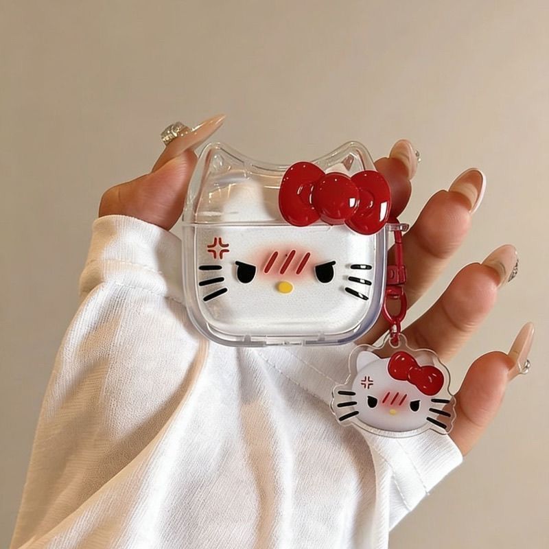 Angry KT Cat AirPods4 Bluetooth auriculares protectoras AirPodPro3 estuche Huaqiang Bei 5 generación