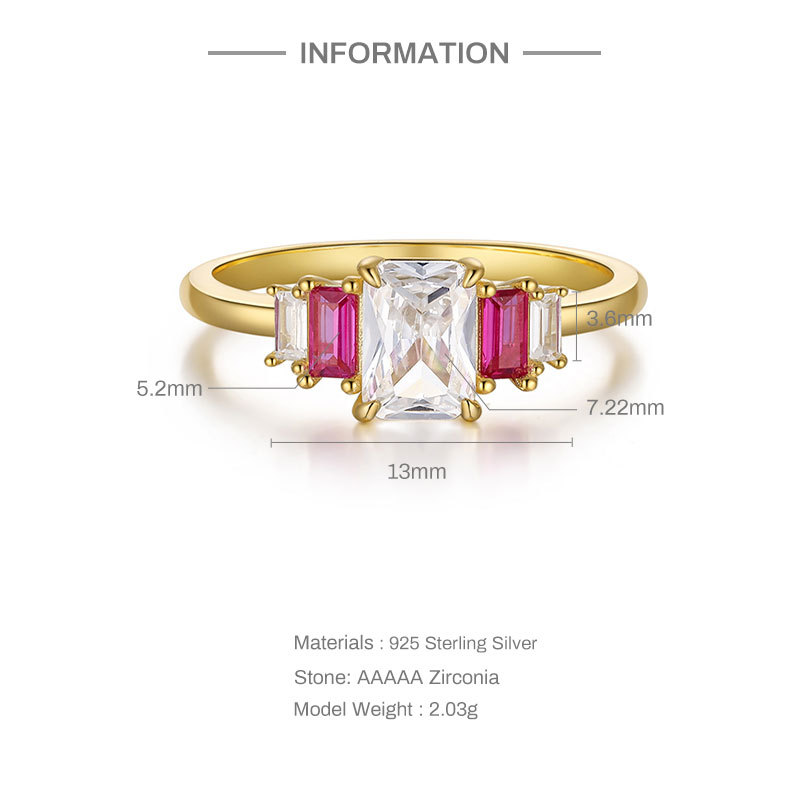 4g Weight Zircon Inlay Material Rings Classification 6, 7, 8 Ring Size Daily Occasion 925 Sterling Silver Material Square, Oval, Butterfly Pattern Women'S Gender Inlay Design Retro Style 925 Sterling Silver Zircon Square Oval Butterfly Rings 1