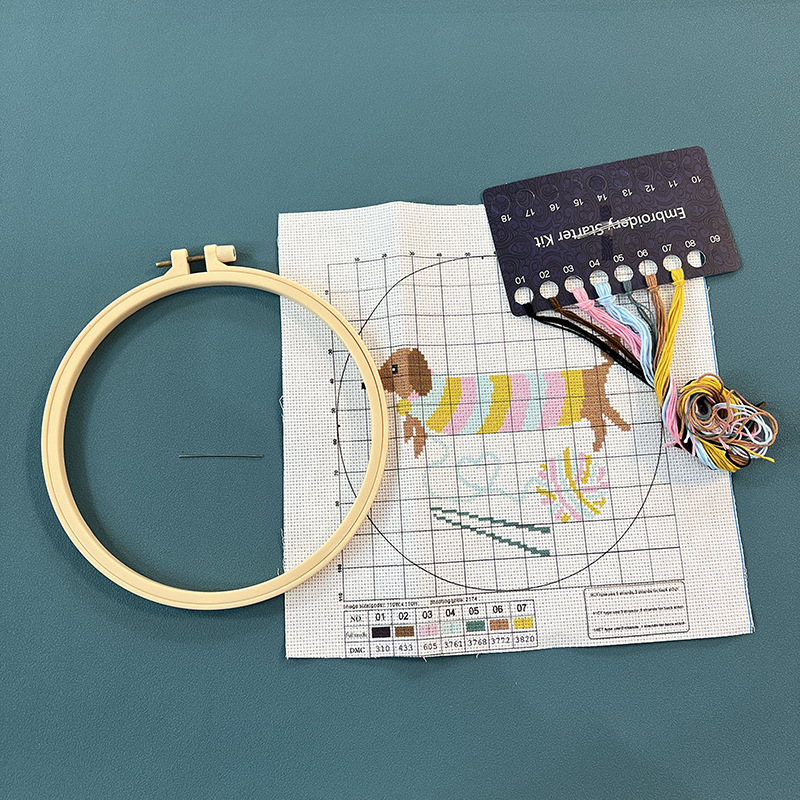 Bordado hecho a mano material de bricolaje paquete animal pequeño tamaño Cruz puntada colgante pintura flor principiante niños estudiante bolsa práctica