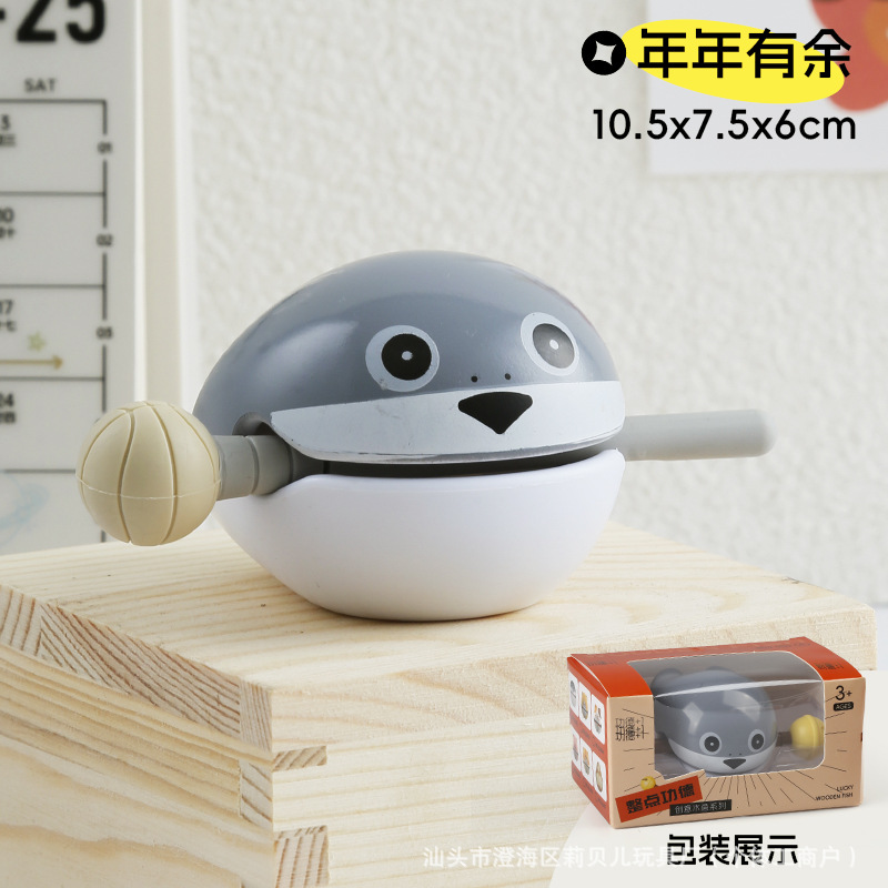 Golpear el juguete de descompresión de peces de madera Mérito 1 Decoración de gato de la suerte Oficina cura el estado de ánimo lindo juguete de dibujos animados image 13