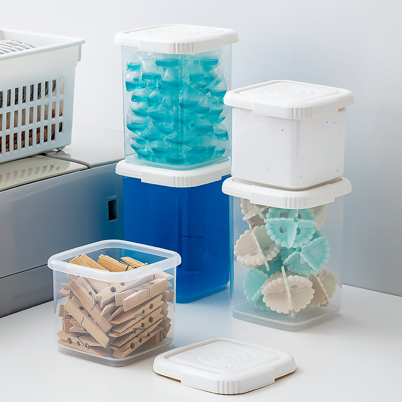 Household Dishwashing Bead Storage Box, Dishwashing Powder Block, Dishwasher-Specific Artifact, Moisture-Proof Sealed Dry Storage Flip Cover