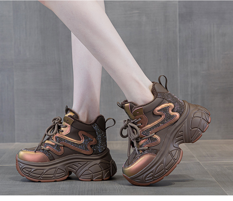 Giày sneaker nữ đế dày tăng chiều cao 9cm phong cách hot trend 2026 — Lớp lót đơn màu tím M2695, M2695- 1m màu cộng với nhung, Lớp lót đơn màu M 2695m, M2695-1 nâu cộng với nhung chi tiết 19