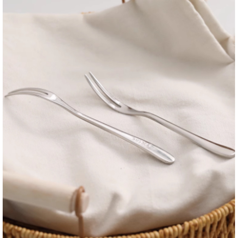 Stainless Steel Thickened Solid Color Fruit Pick, Pastry Cake Fork, Mooncake Sharing Fork_voghion.com