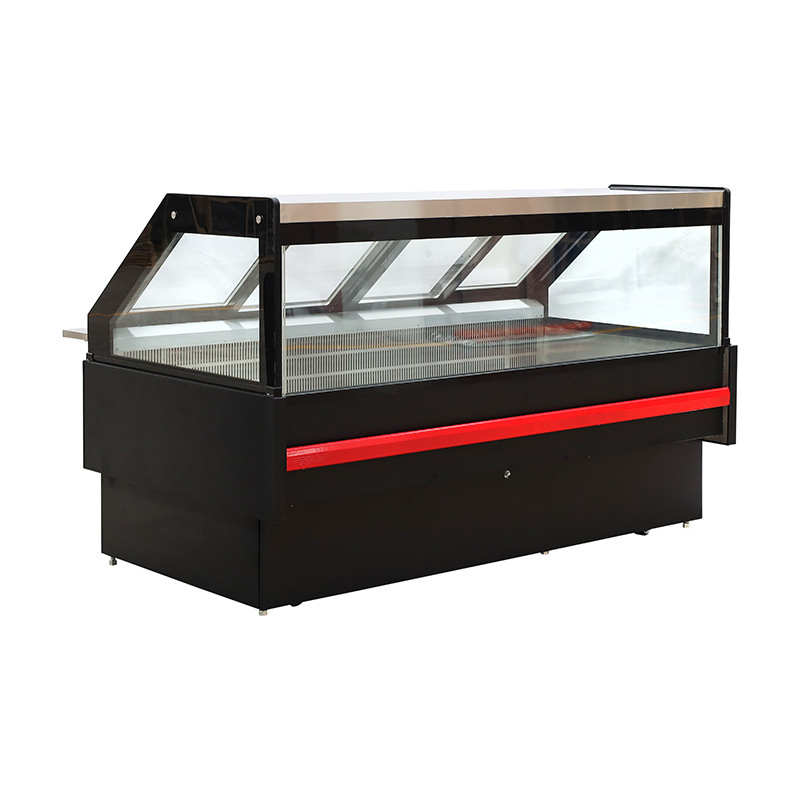 Factory direct supply of commercial-grade, large-capacity, glass-door refrigerated display cases for cooked food, featuring a distillation-style right-angle design Factory direct supply of commercial-grade, large-capacity, glass-door refrigerated display cases for cooked food, featuring a distillation-style right-angle design