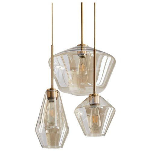 Nordic restaurant chandelier modern minimalist living room theme cafe bar three-head combination glass lampshade chandelier