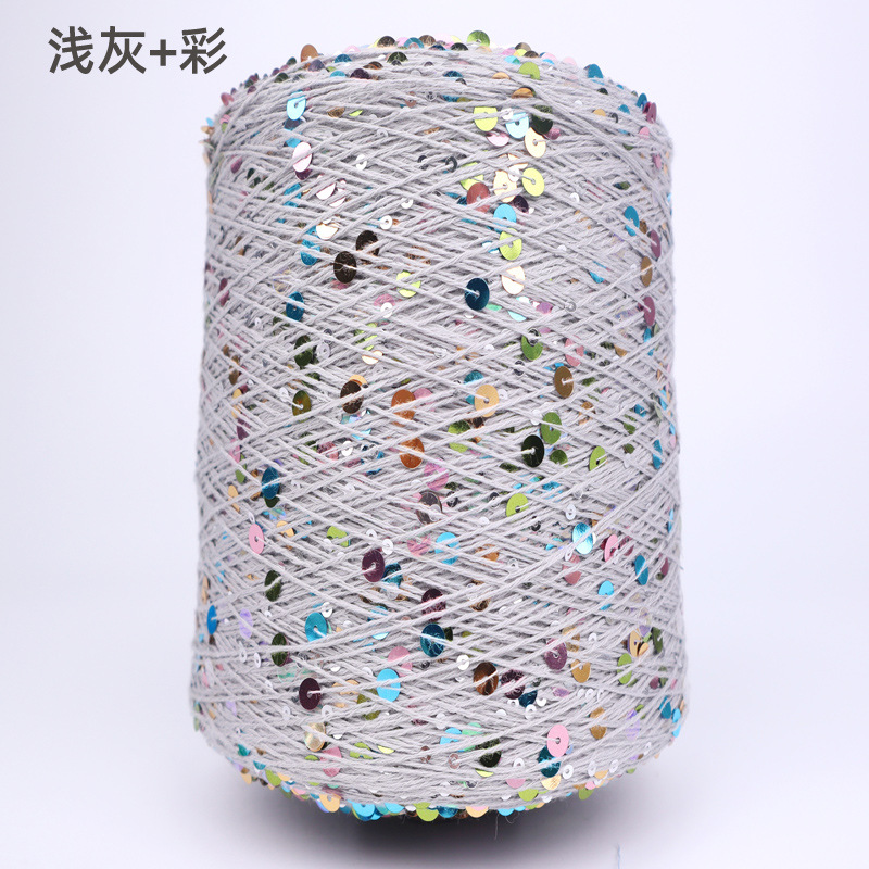 Silk Yue / mano DIY hilo de algodón multicolor brillante 3mm + 6mm sequilla 250 gramos de hilo de aguja de ganchillo