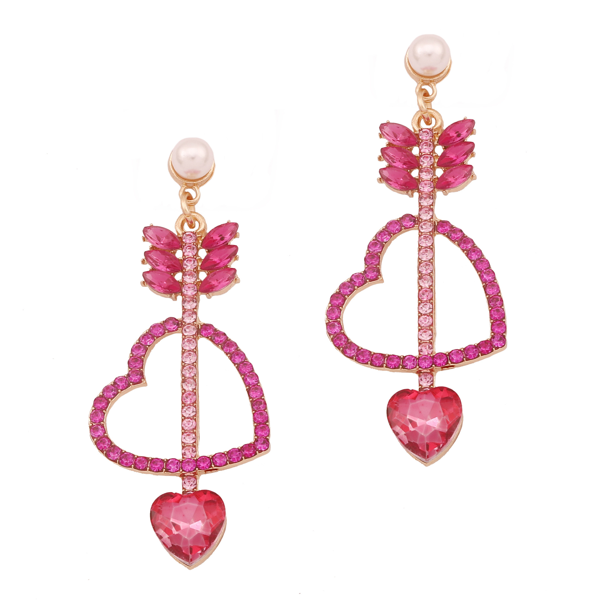 13g Weight Vacuum Plating Gold Plating Process Zinc Alloy Ear Needle Material Artificial Rhinestones Inlay Material 1 Pair Lady Heart Shape Inlay Imitation Pearl Zinc Alloy Artificial Rhinestones Drop Earrings