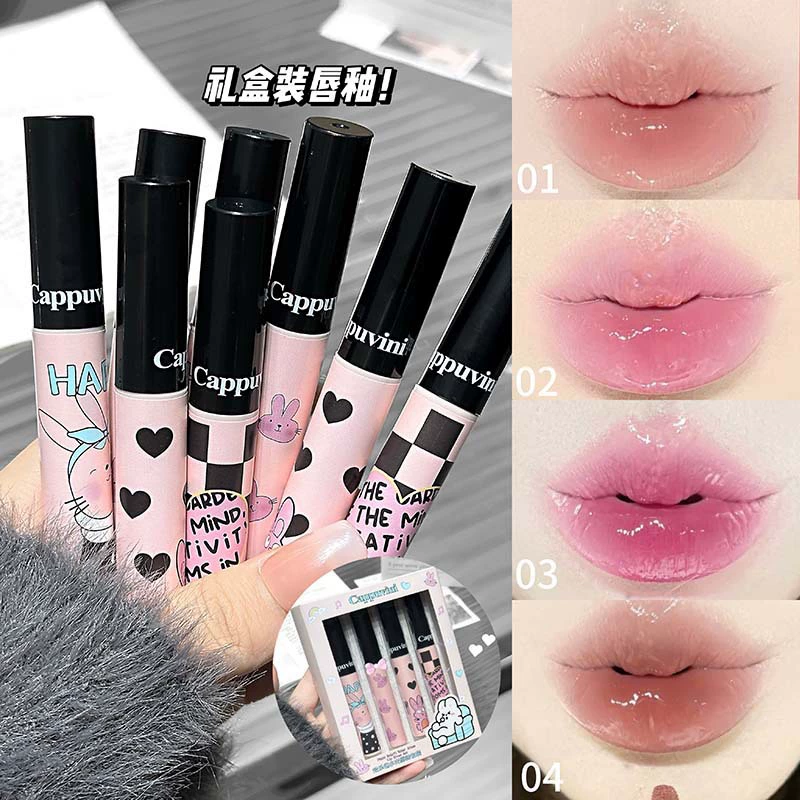 Lip balm & gloss set (Cappuvini) 4×2 g, glossy intense hydration