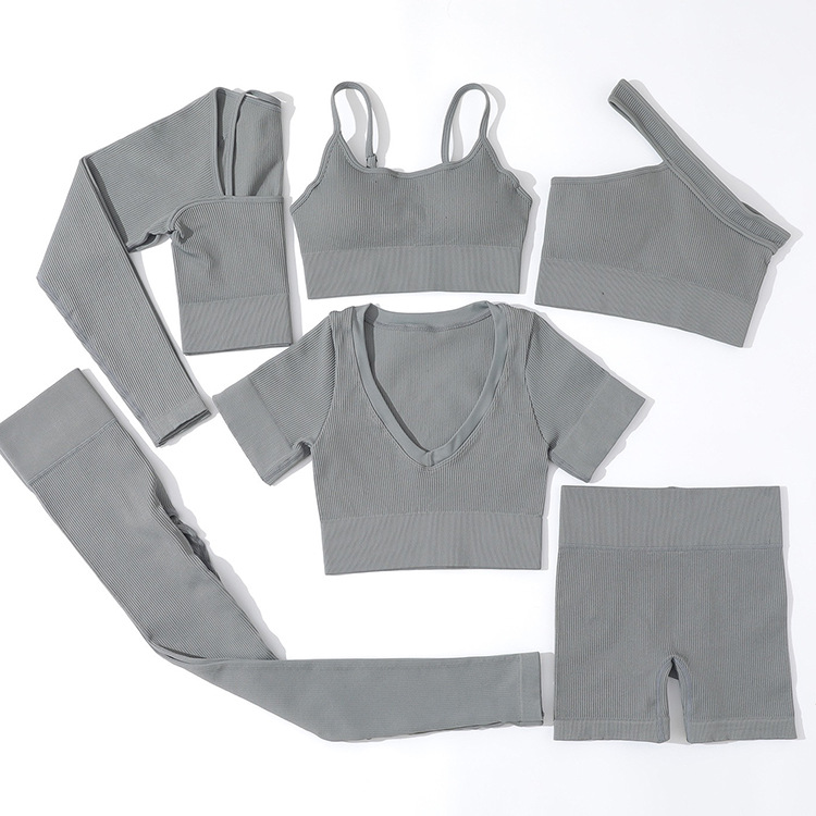 Europeos y estadounidenses de hilo sin pierna trajes deportivos de manga larga chaleco de yoga en una sola pieza pantalones de acondicionamiento de la mujer