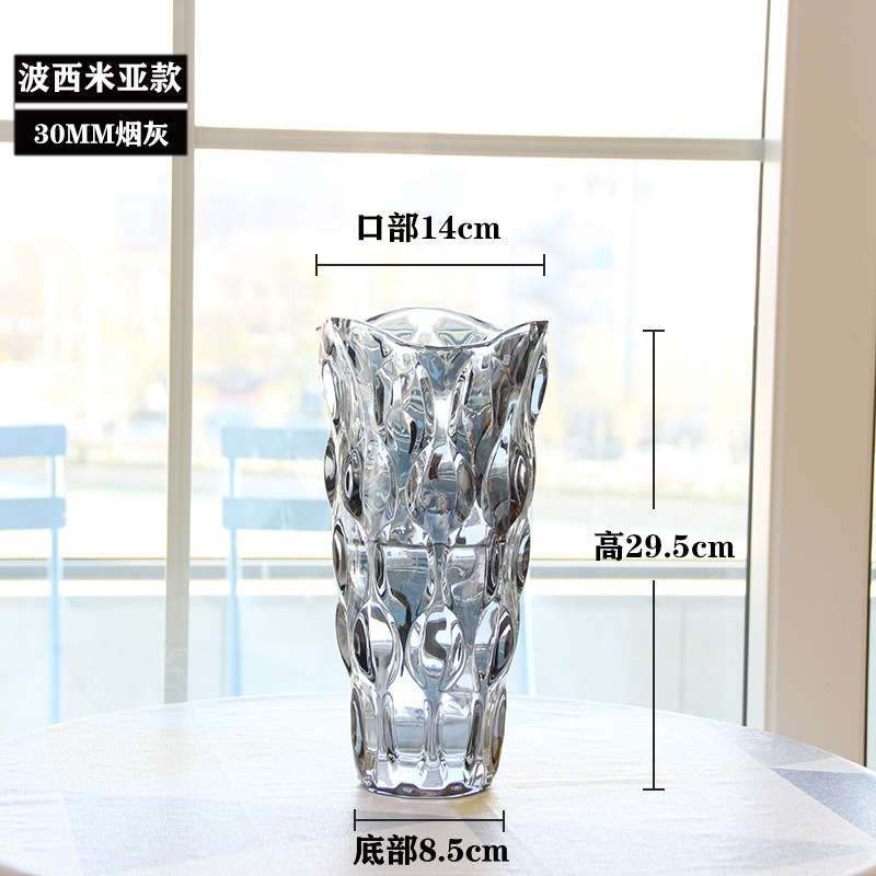 Florero de cristal de Bohemia de lujo ligero de estilo europeo florero transparente de alto aspecto sala de estar arreglo floral decoración artesanía