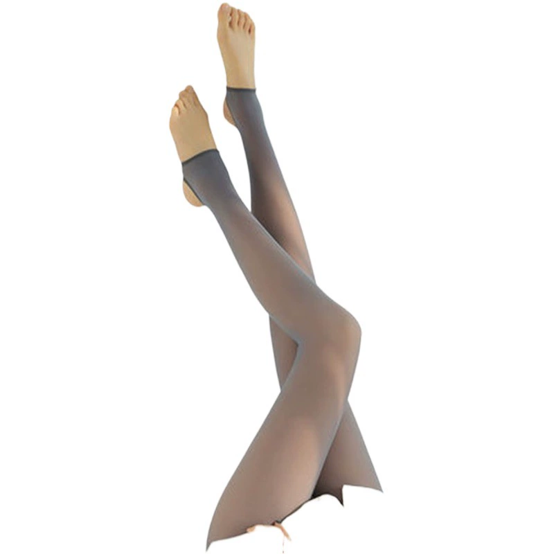 Осень и зима Новые серые леггинсы стюардессы из искусственного плоти на флисовой подкладке, утолщенные женские цельные брюки с высокой талией, прозрачные колготки из кожи