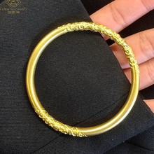 古法沙金手镯女款黄金手镯仿真黄金色手环越南沙金手镯卷草纹首饰