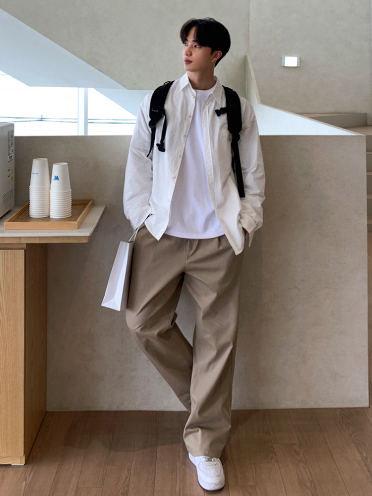 Myq高級感ストレートカジュアルパンツ男性春夏ゆるいズボン韓国版トレンドcleanfitワイドパンツ