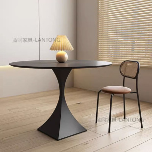 Round Dining Table Delifeng Rock Plate Dining Table Pure White Living Room Simple Round Table Ivory White Style Household Small Apartment