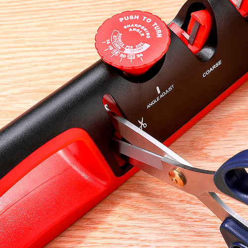 New four-stage knife sharpener, plastic base multi-function quick knife sharpener, adjustable knife sharpener, kitchen knife sharpener