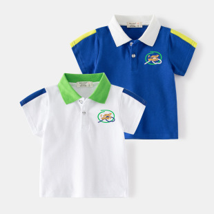 2024 New Summer Letter Modern Style Polo Shirt, Fashionable and Simple Campus Short-Sleeved Shirt for Small Boys