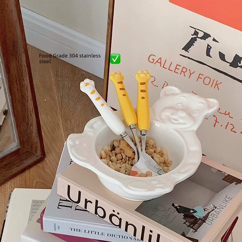 High quality spoon, cartoon children's ceramic tableware, internet celebrity