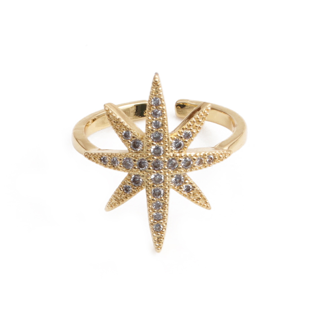 Retro Zircon Six-pointed Star Ring display picture 5