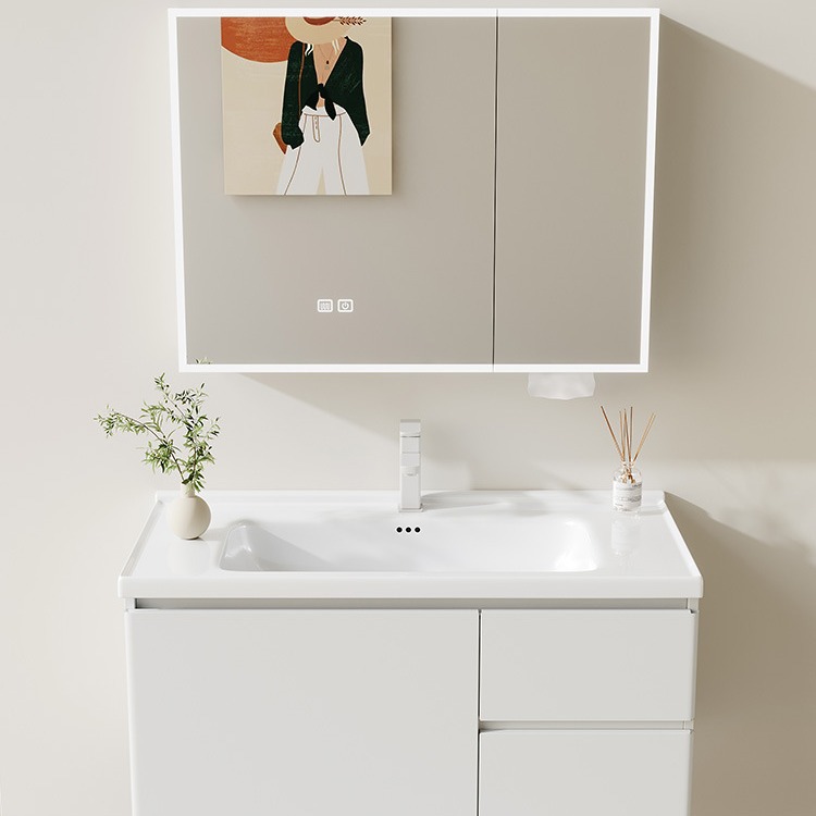 Simple moderna combinación de gabinete de baño de acero inoxidable de cerámica integrada Cuenca del baño tabla de lavado lavabo gabinete