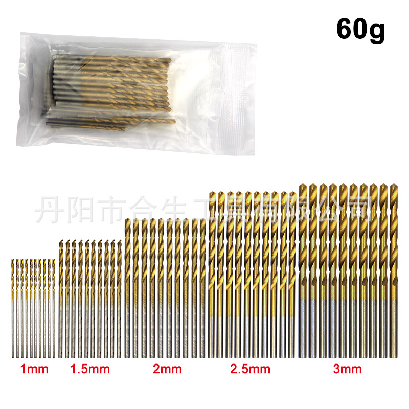 50 Unid Titanium-plated Twist drill Set 1-3mm pequeña broca taladro eléctrico traje de perforación BRICOLAJE Carpintería broca de perforación