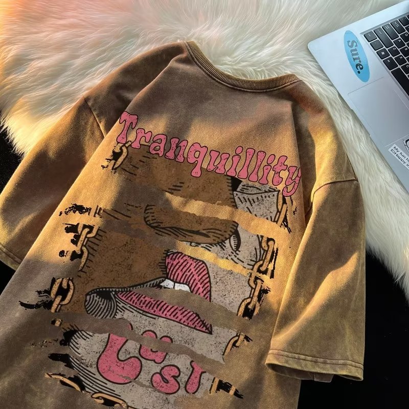 欧米の高街水洗いして古い半袖tシャツを作ります。