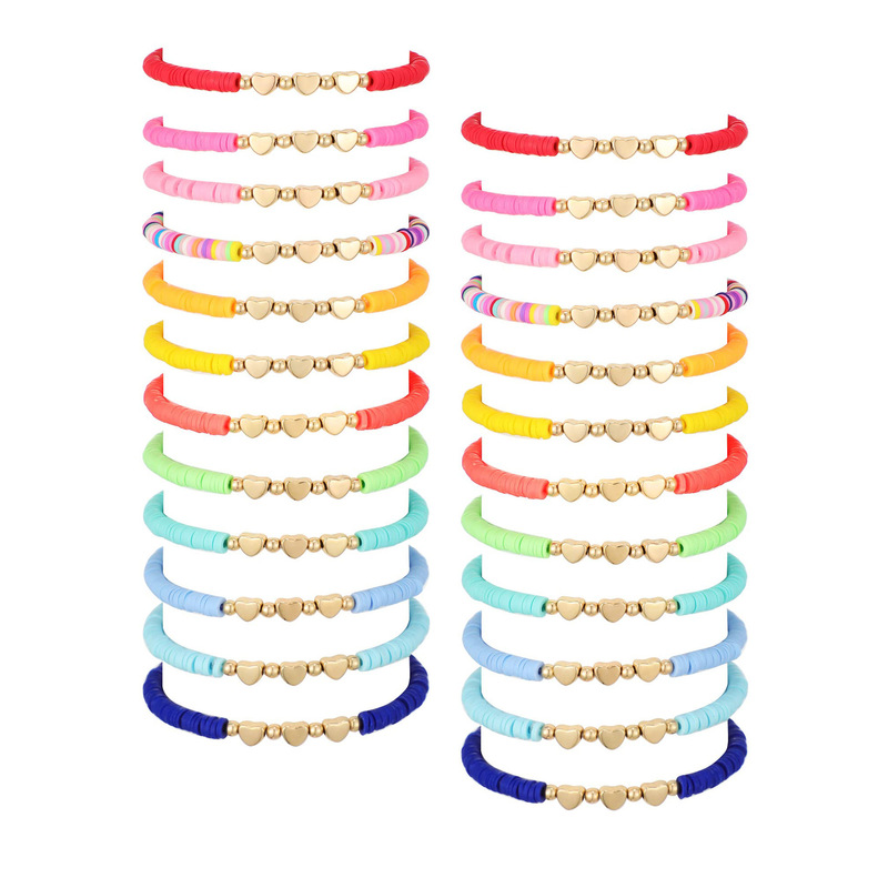 Cross-border Amazon Hot Sale Tellervie Soft Pottery Bracelet Rainbow Letter Smiley Love Beaded Friendship Bracelet