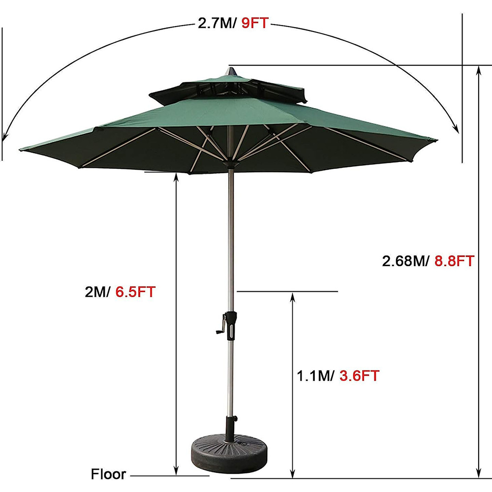 Cross-Border Hand-Cranked Umbrella - Khaki