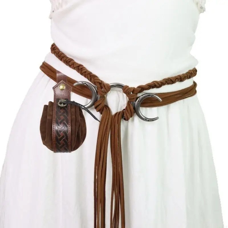 갈색 해와 달 벨트 + 갈색 허리 가방