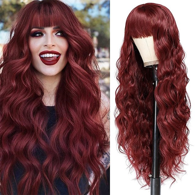 Synthetische pruik Nieuwe dames grote golf lang krullend haar Spot Dyed Center Split Bang Gold Gradient Pruikenset_voghion.com