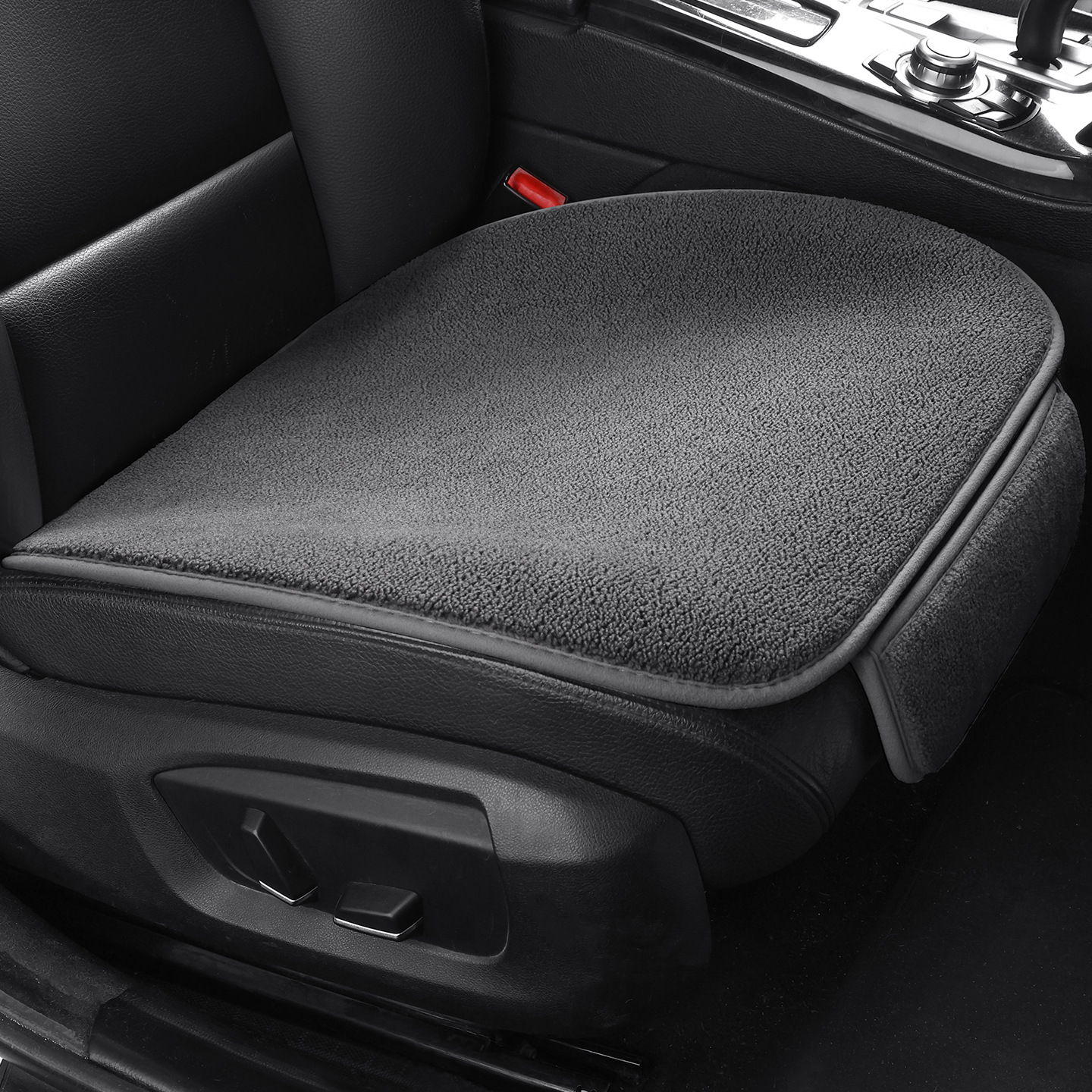 Universal Car seat cushion single piece four seasons universal without backrest three-piece winter plush warm single rear car cushion seat cushion (Wool pad) - jcs-dc-18-ink-black-square-cushion-1-piece