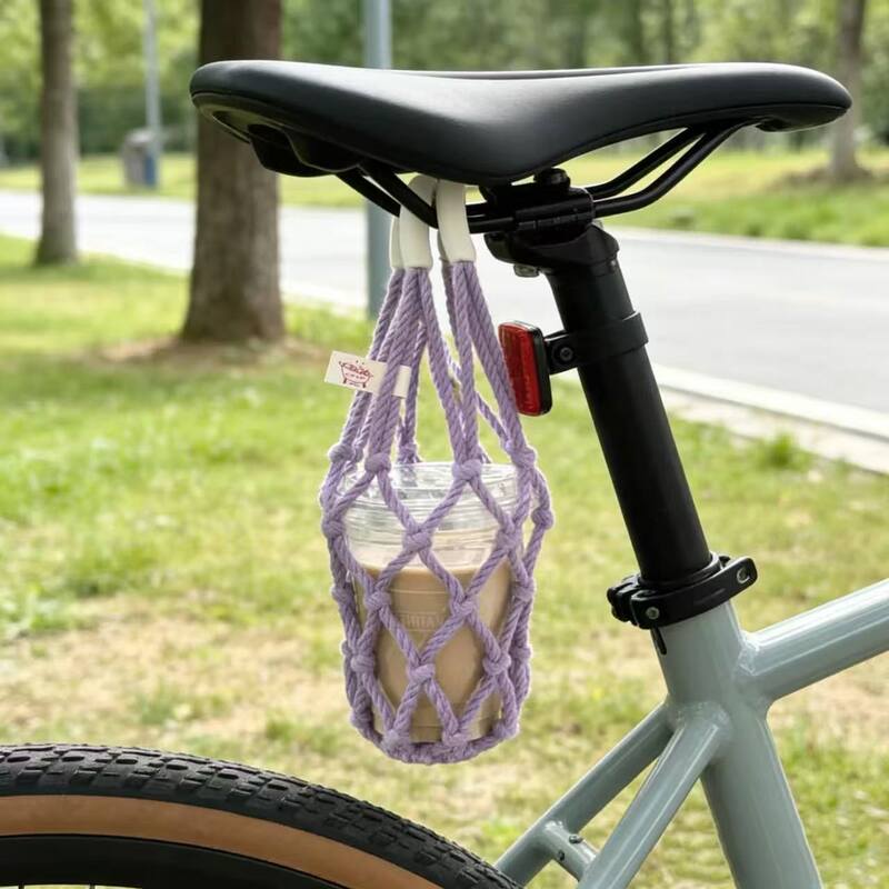 Double-Handle Water Cup Net Bag, Hand-Woven Outdoor Leisure Hand-Held Water Cup Net Bag, Retro Internet Celebrity Cup Cover