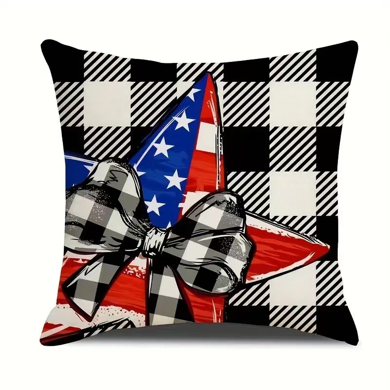 2024 nueva serie de funda de almohada del día de la independencia lino estilo americano funda de almohada cuadrada decoración de atmósfera de vacaciones image 10