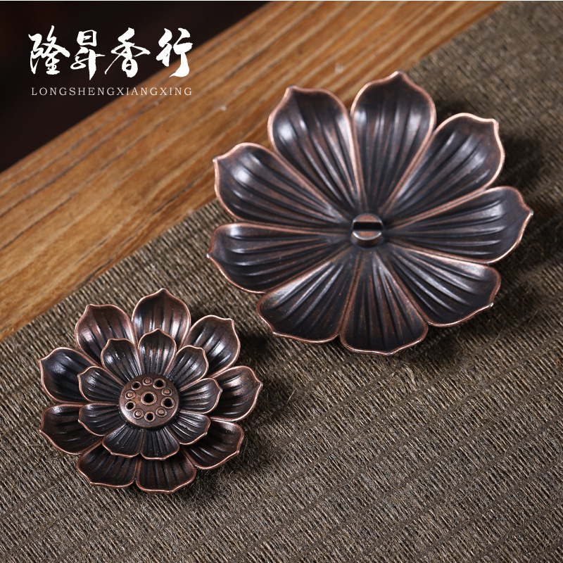 莲花香插 珐琅彩莲花香炉线香插小莲花三宝香座葫芦插批发|undefined